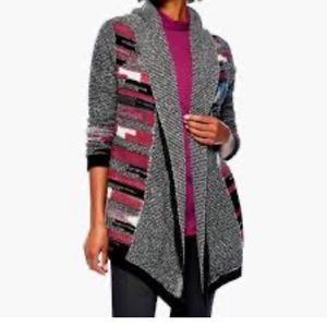 NIC+ZOE Black and Gray Striped Cardigan.  Like New Condition. Size Large